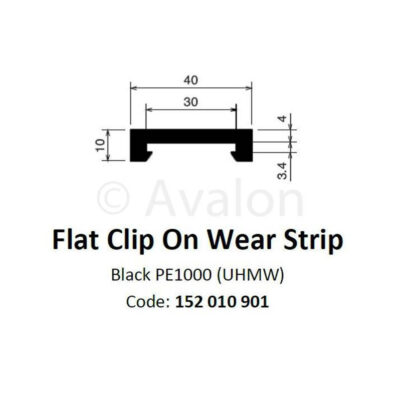 Flat Clip on 3m Black   10ft Length